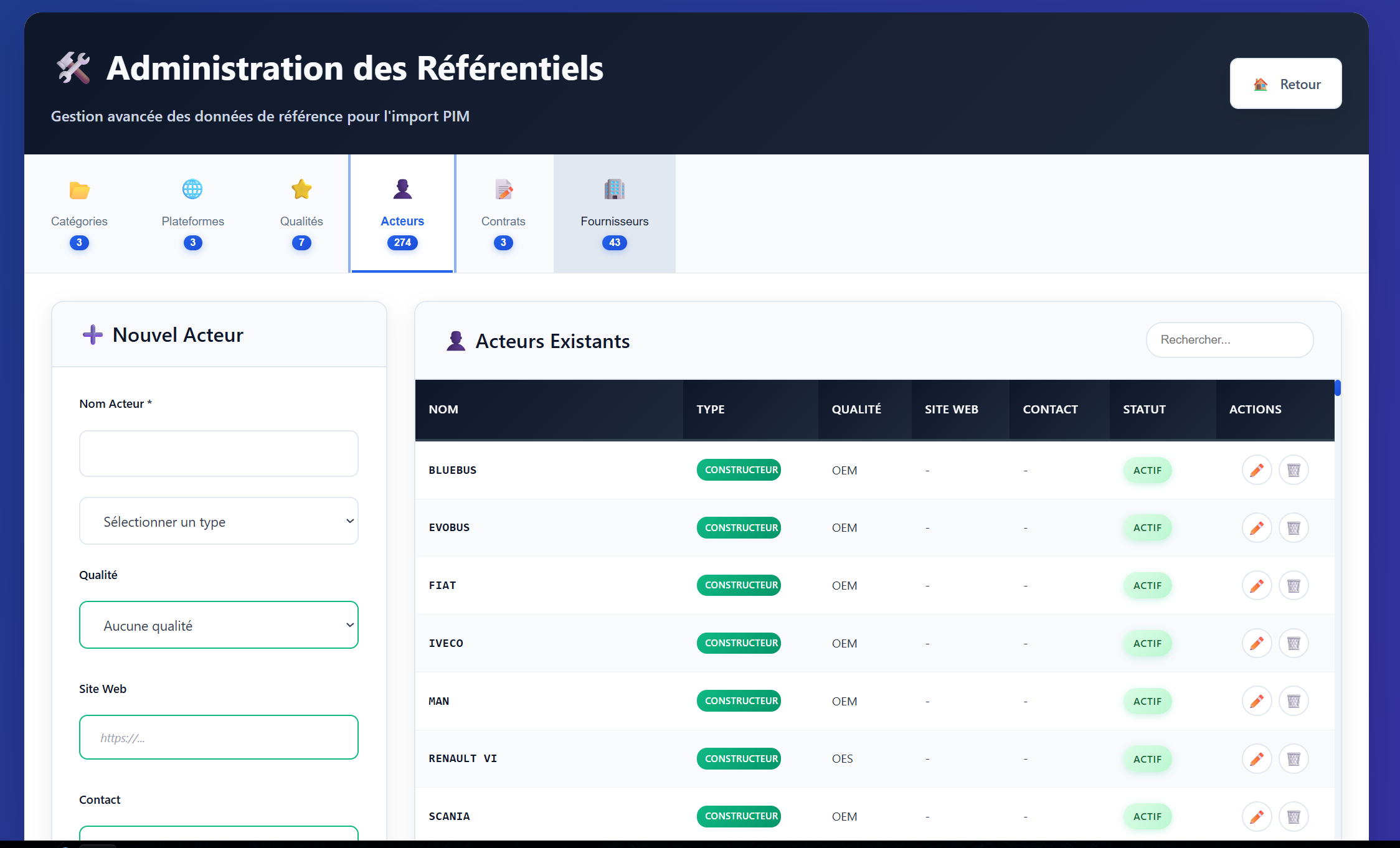 Administration des référentiels