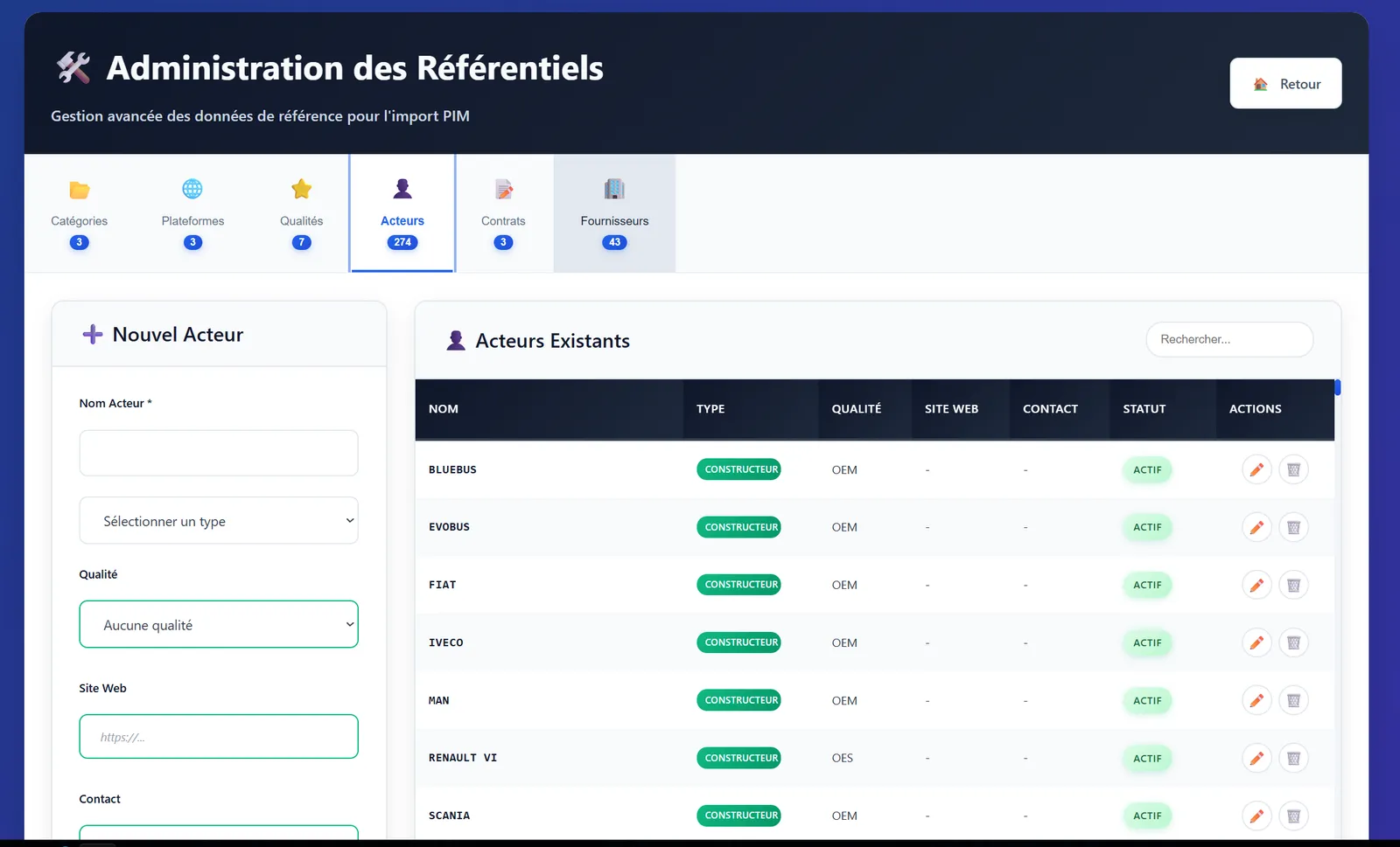 Administration des référentiels