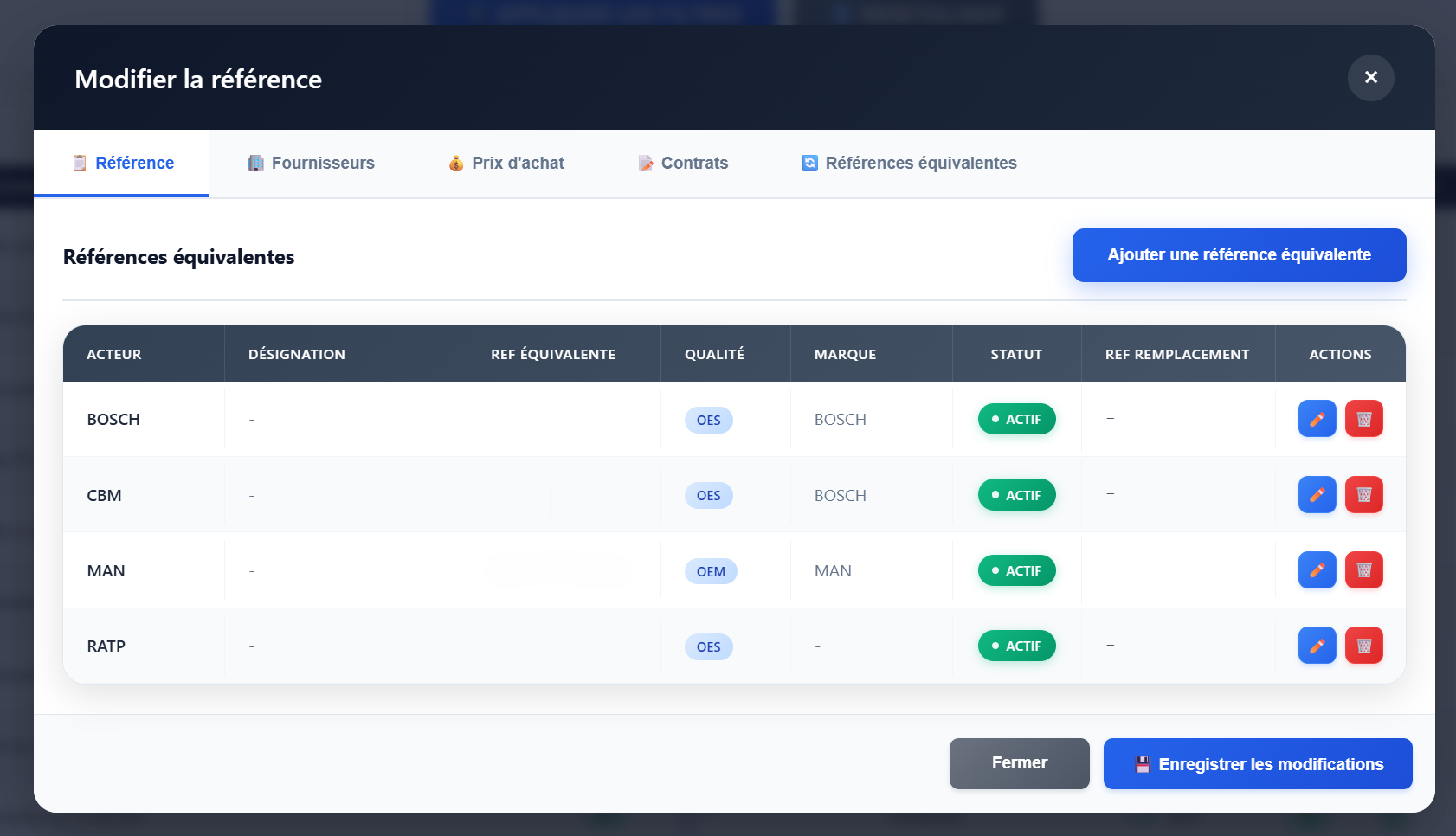 Gestion des équivalences