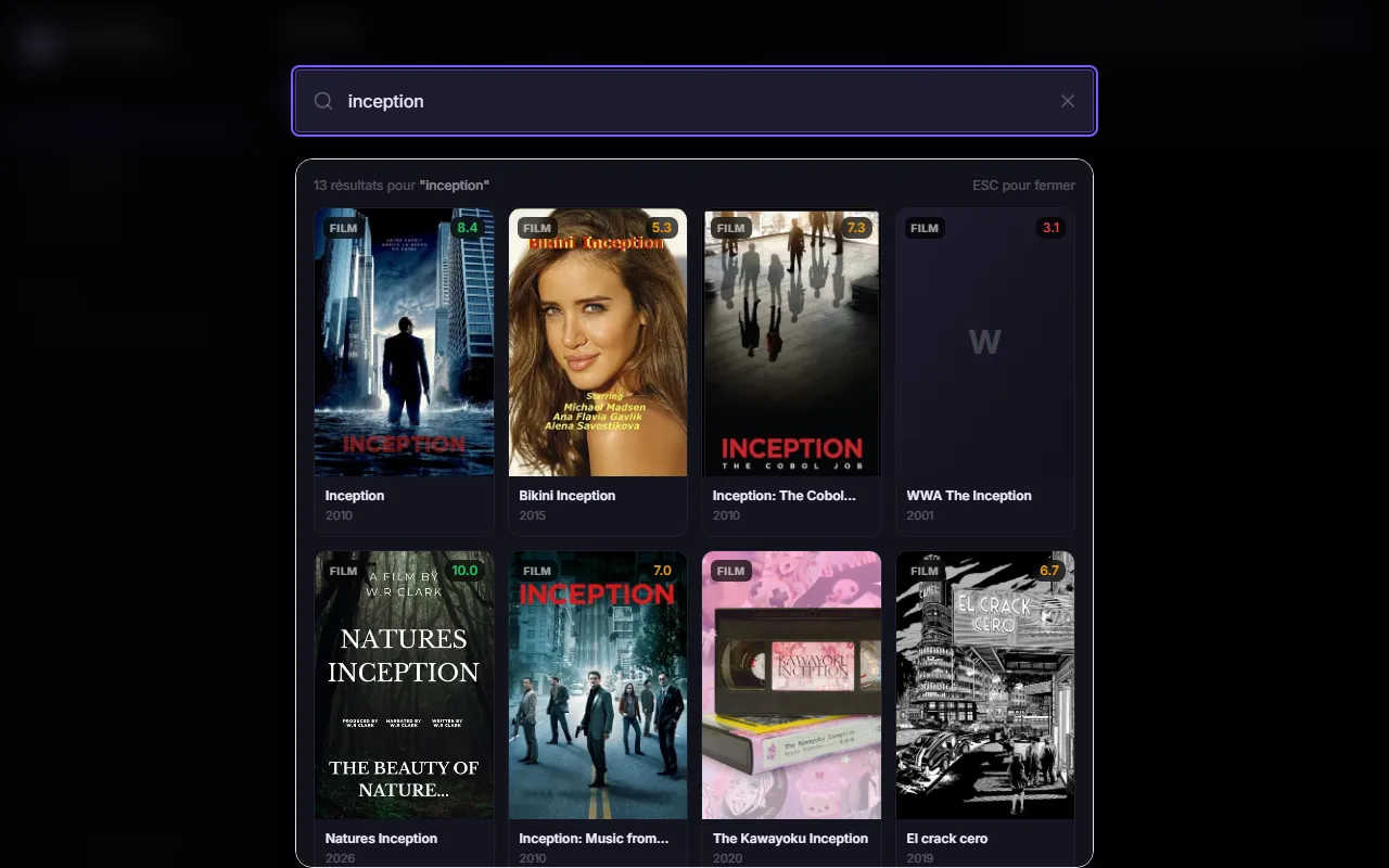 Recherche de films et séries SoonWatch