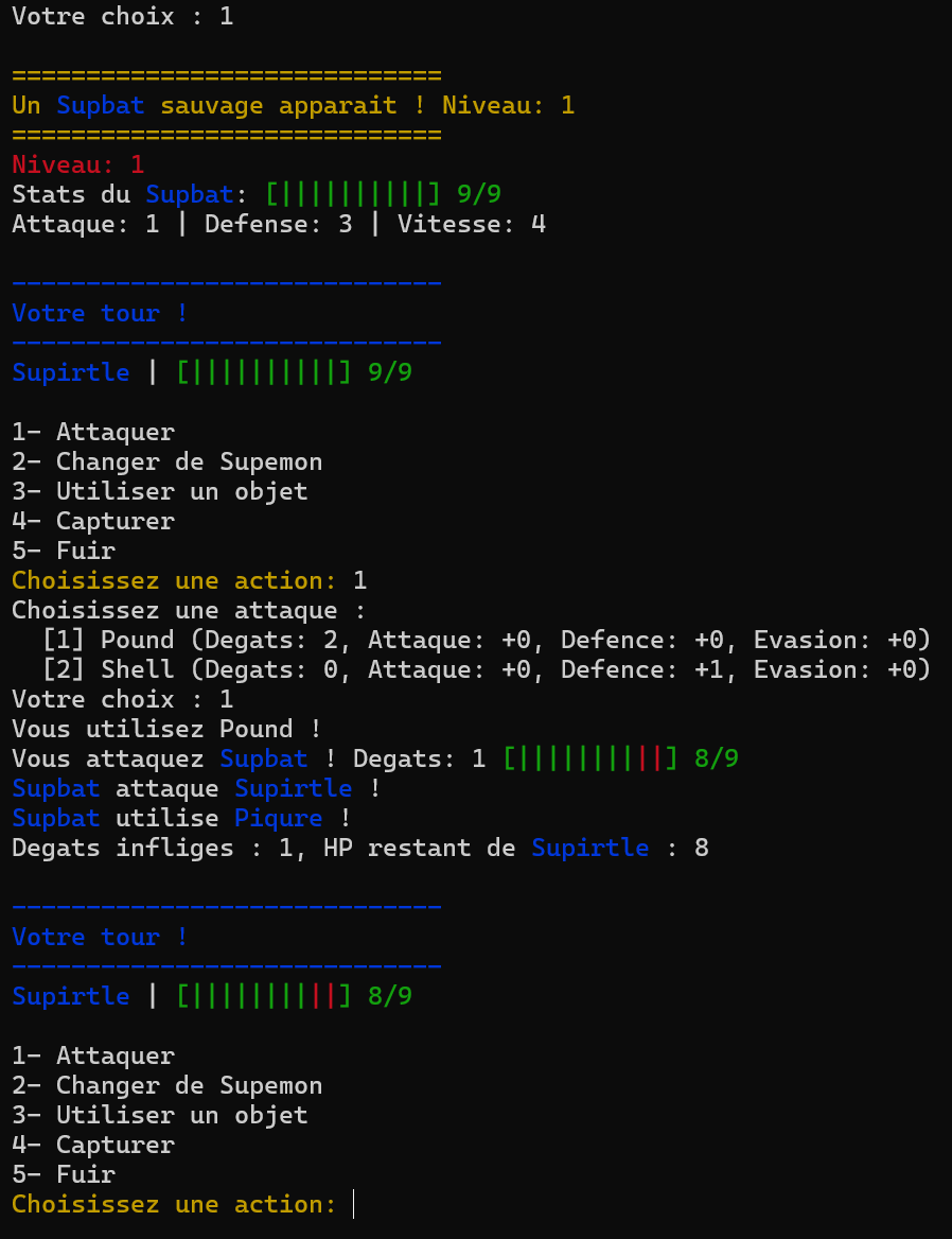 Combat contre un Supemon sauvage