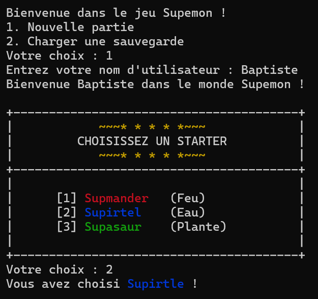 Écran de démarrage Supemon